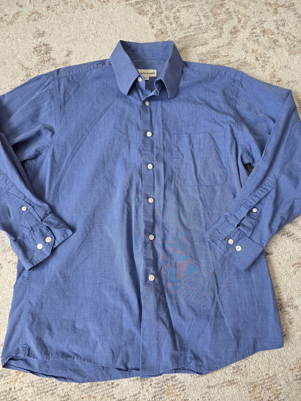 Pronto Uomo Blue Long-Sleeve Button-Up Dress Shirt